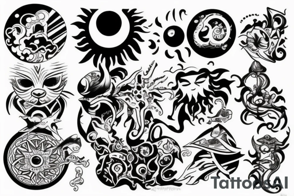 Sun is coming up in sea tattoo idea