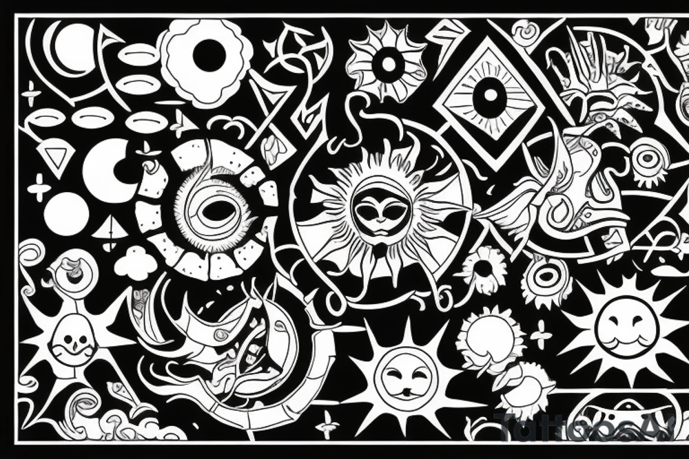 Sun is coming up in sea tattoo idea