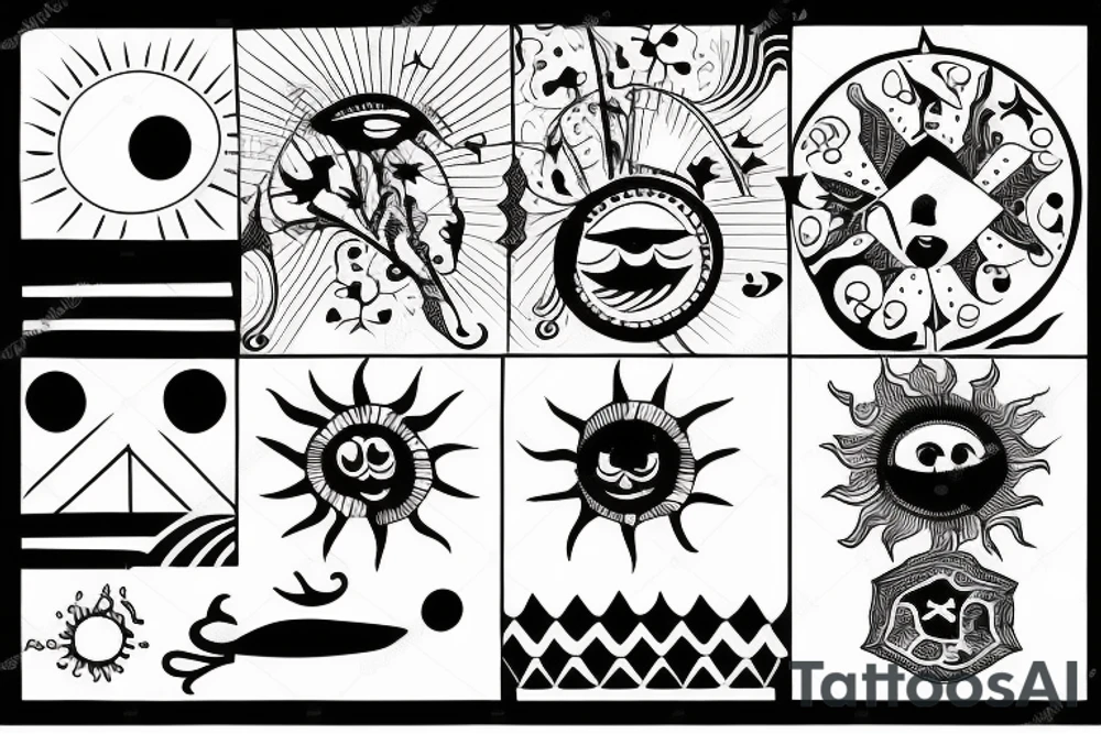 Sun is coming up in sea tattoo idea