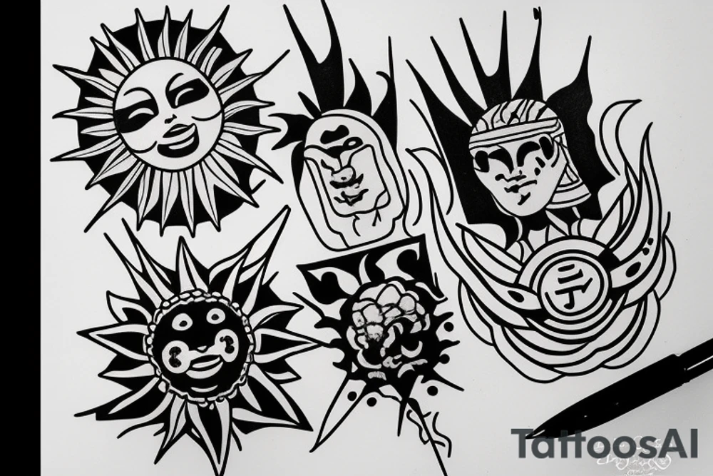 Sun is coming up in sea tattoo idea