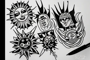 Sun is coming up in sea tattoo idea