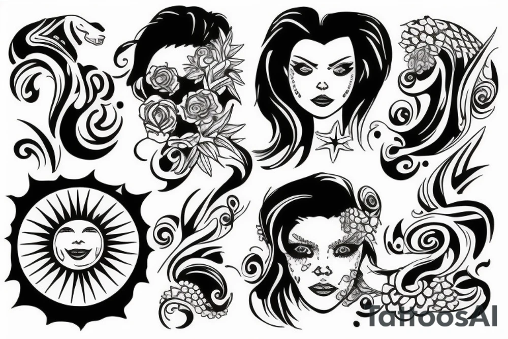 Sun is coming up in sea tattoo idea