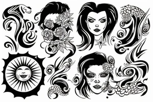 Sun is coming up in sea tattoo idea