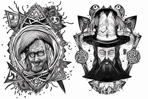 A wizard looking into dimentions discovering himself in a different way tattoo idea