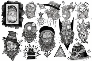 A wizard looking into dimentions discovering himself in a different way tattoo idea