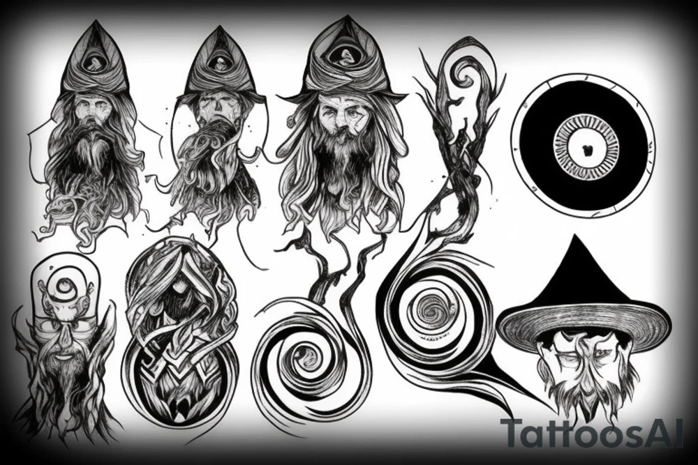 A wizard looking into a portal tattoo idea