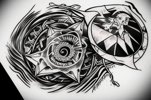 A wizard looking into a portal tattoo idea