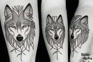 wolf in the forest with dandelion tattoo idea