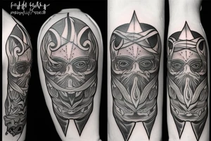A bearded wizard with a third eye coming out of a portal tattoo idea