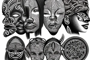 African themed god with hidden demon tattoo idea
