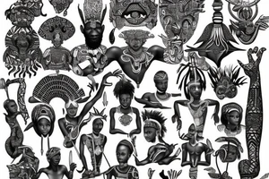 African themed god with hidden satan tattoo idea