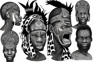 African themed king with hidden satan tattoo idea