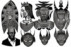 African themed king with hidden satan tattoo idea