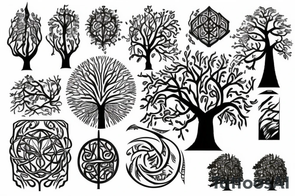 Tree of life on fire tattoo idea