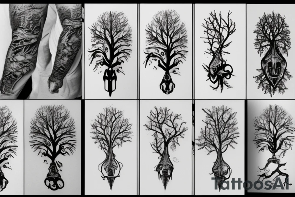 Biomechanical tree tattoo idea