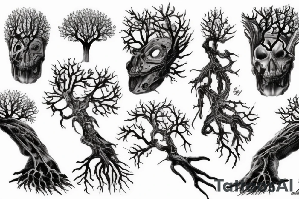 Biomechanical tree tattoo idea