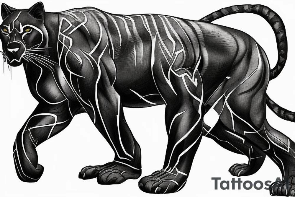 Black panther big cat tattoo idea