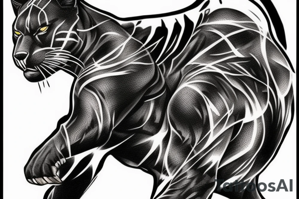 Black panther big cat tattoo idea
