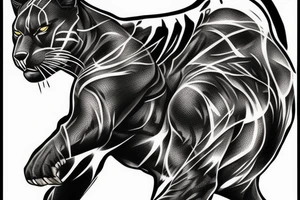 Black panther big cat tattoo idea