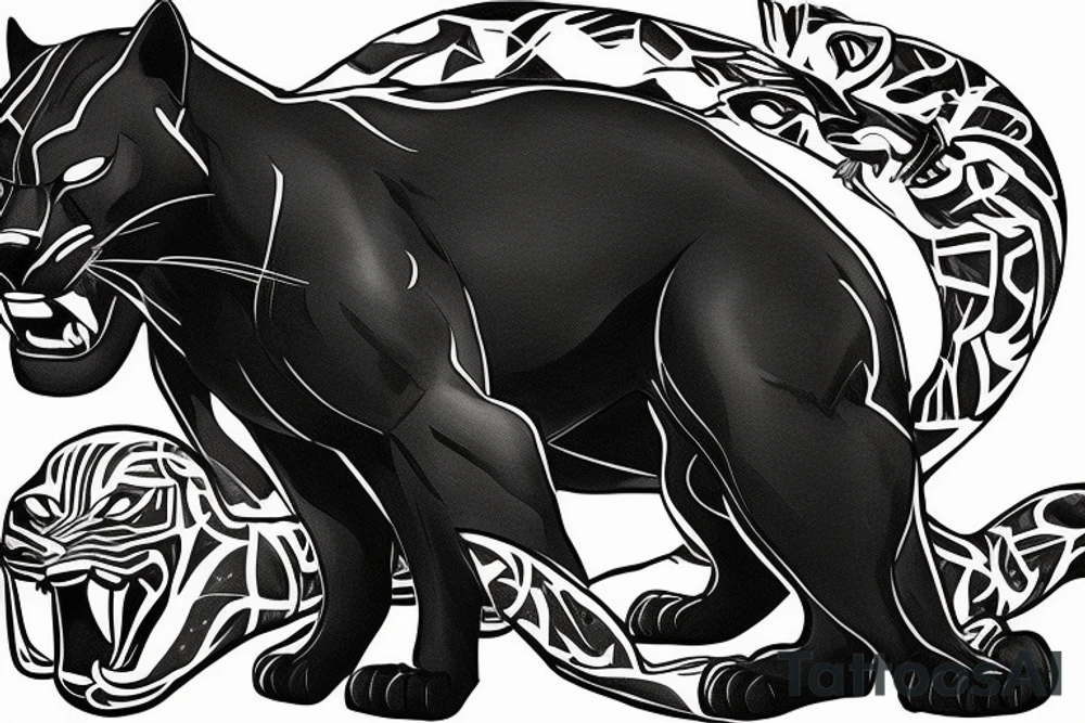 Black panther big cat tattoo idea