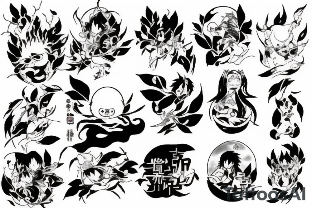 Universe of hayao Miyazaki, bleach and olive leafs tattoo idea