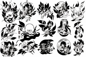Universe of hayao Miyazaki, bleach and olive leafs tattoo idea