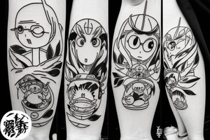 Universe of hayao Miyazaki, bleach and olive leafs tattoo idea