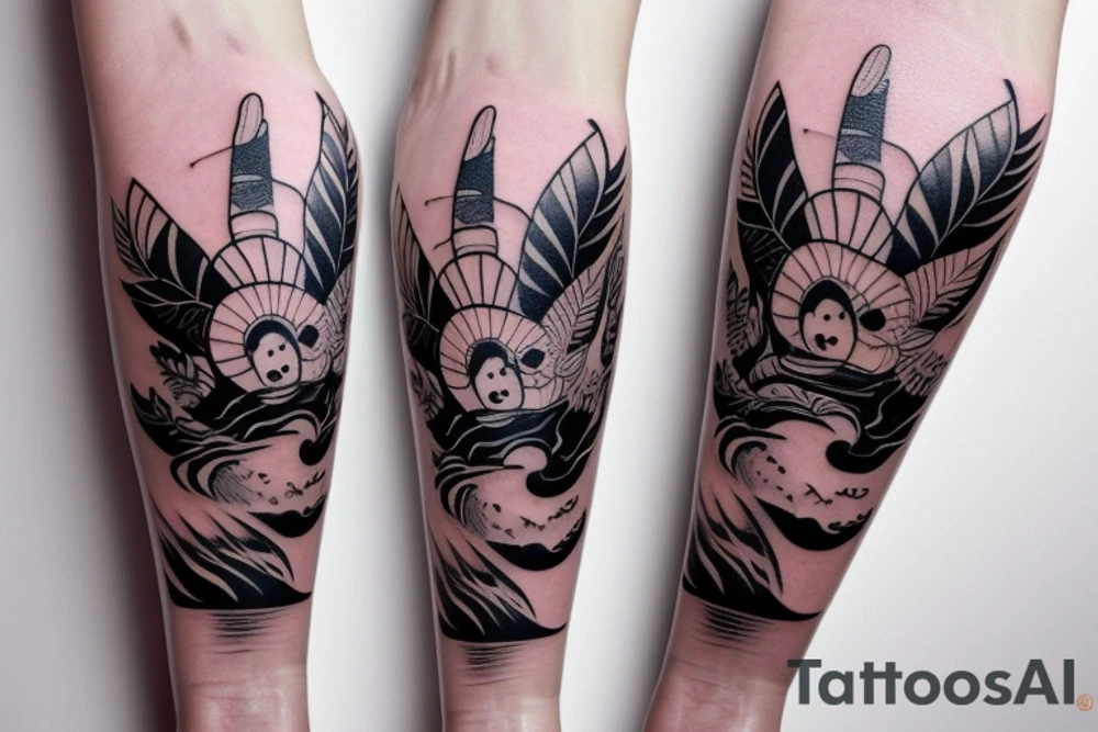 Universe of hayao Miyazaki and olive leafs for arm tattoo idea
