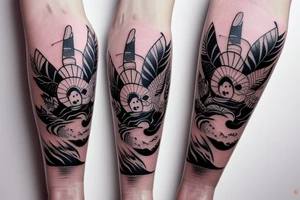 Universe of hayao Miyazaki and olive leafs for arm tattoo idea