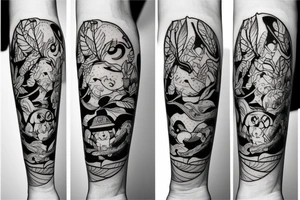 Universe of hayao Miyazaki and olive leafs for arm tattoo idea