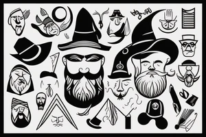 A Wizard with hat and beard tattoo idea
