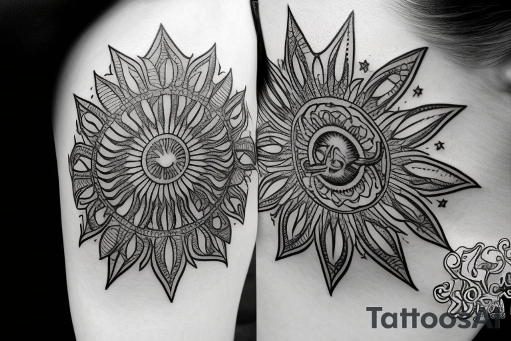 philippines half sun and star tattoo behind ear tattoo idea