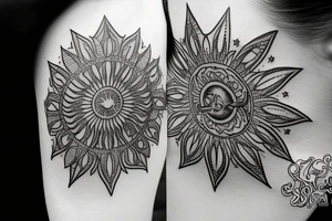 philippines half sun and star tattoo behind ear tattoo idea