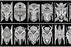 Tribal design incorporating Aquarius,  Capricorn,  Aries and Taurus zodiacs tattoo idea