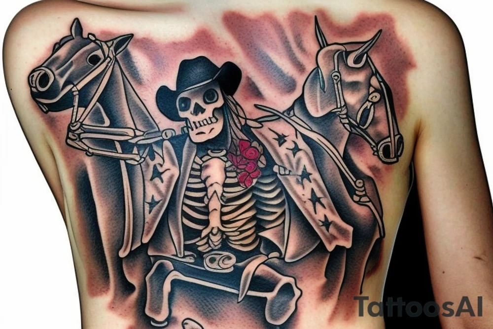 Skeleton cowboy on a horse tattoo idea