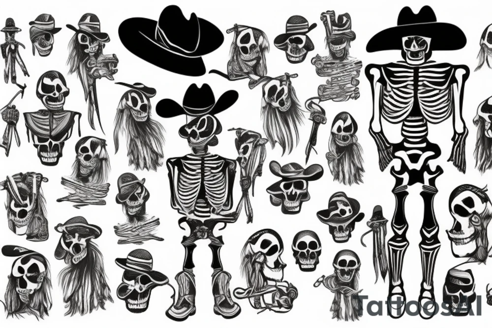 Skeleton cowboy on a horse tattoo idea