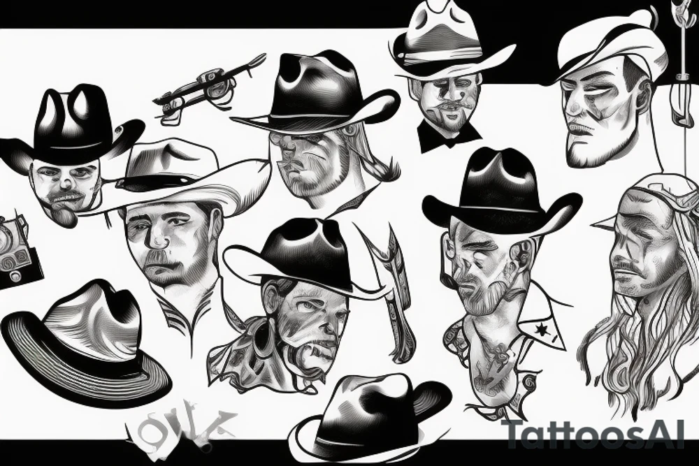 Cowboys sitting around a table tattoo idea