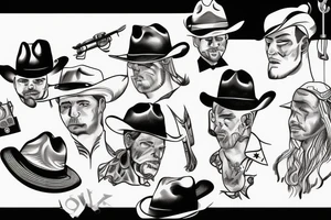 Cowboys sitting around a table tattoo idea