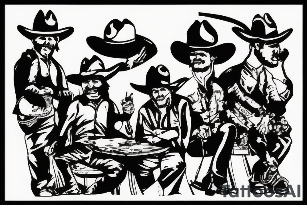 Cowboys sitting around a table tattoo idea