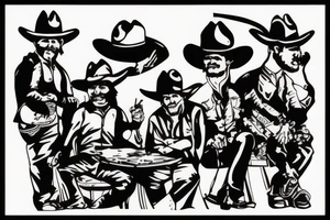 Cowboys sitting around a table tattoo idea