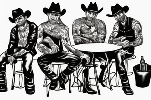 Cowboys sitting around a table tattoo idea