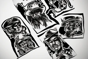 Cowboys sitting around a table tattoo idea