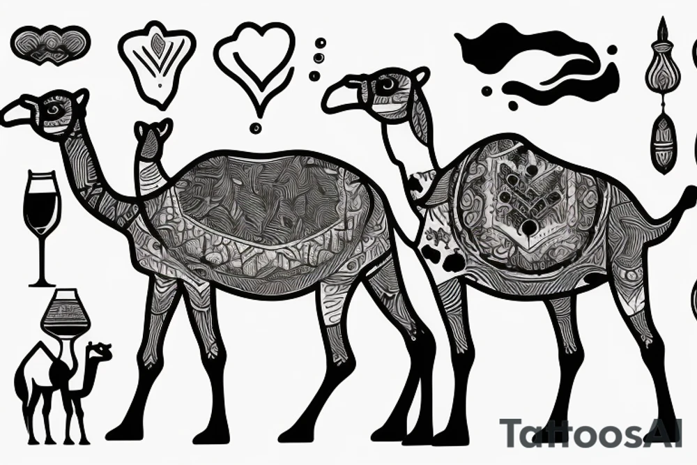 two hump camel with water inside tattoo idea