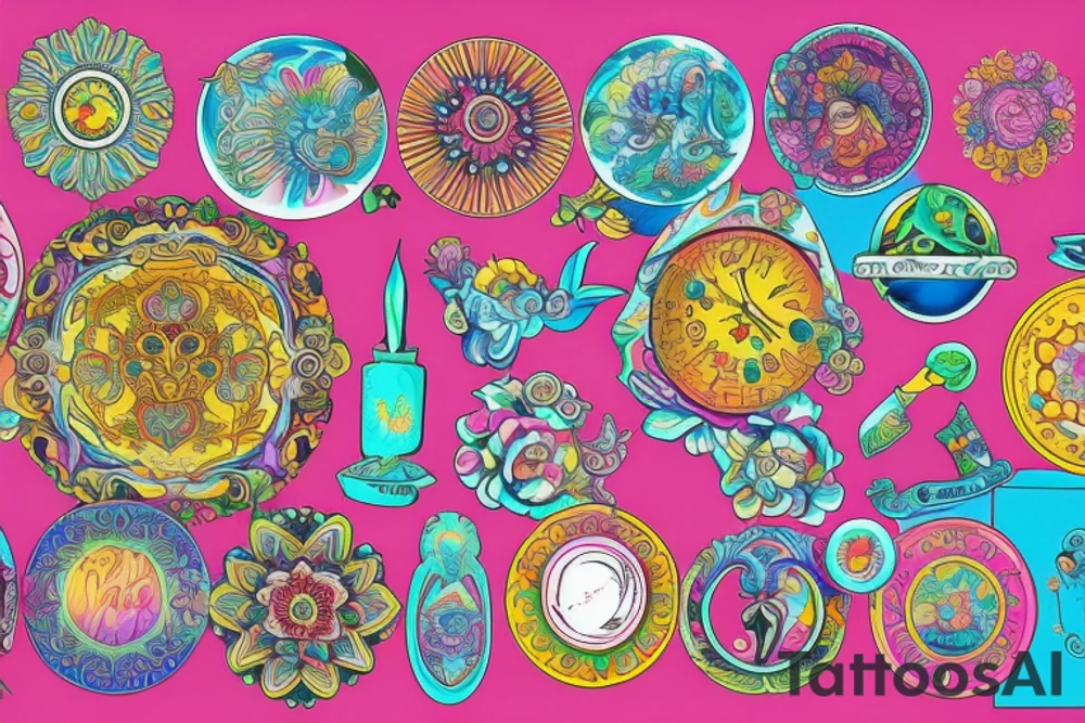 Circular mirror ornate tattoo idea