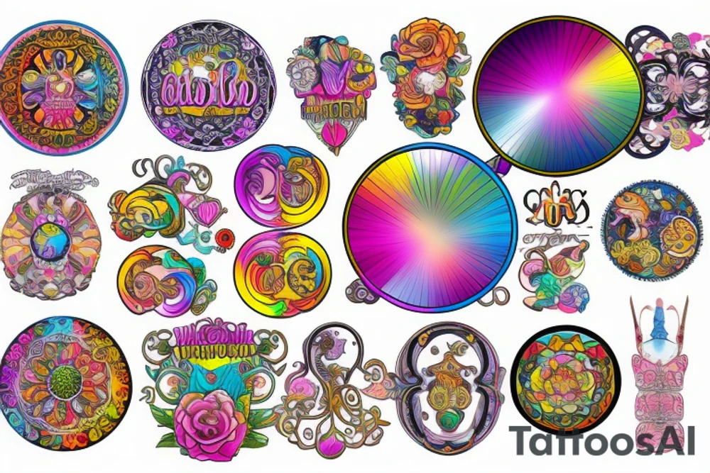 Circular mirror ornate tattoo idea