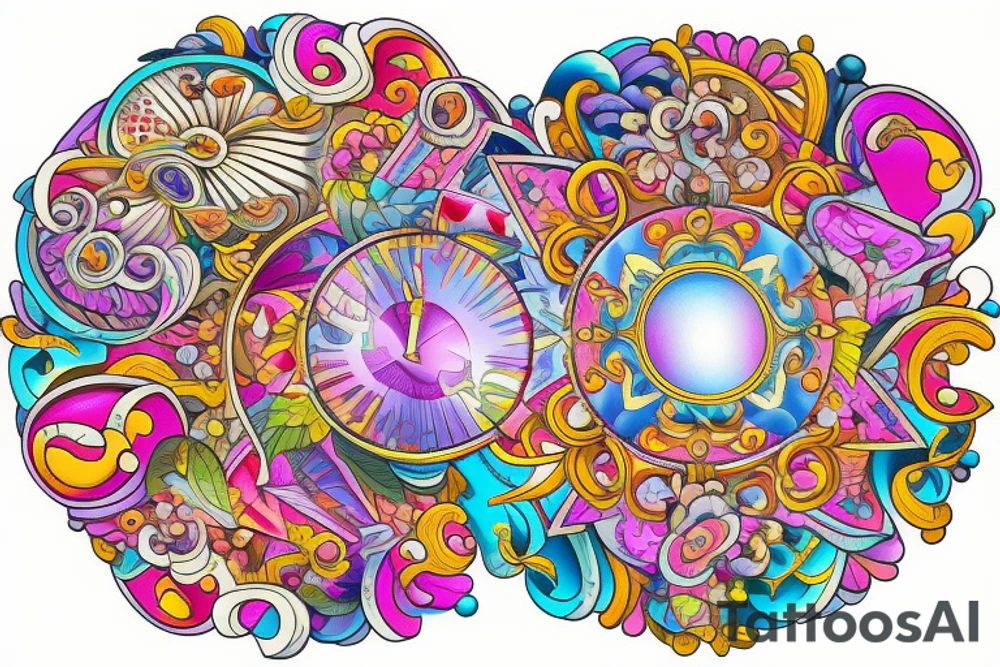 Circular mirror ornate tattoo idea