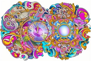 Circular mirror ornate tattoo idea