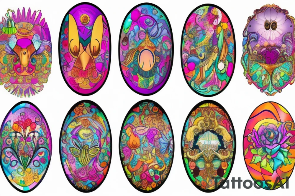 Ornate oval mirror tattoo idea