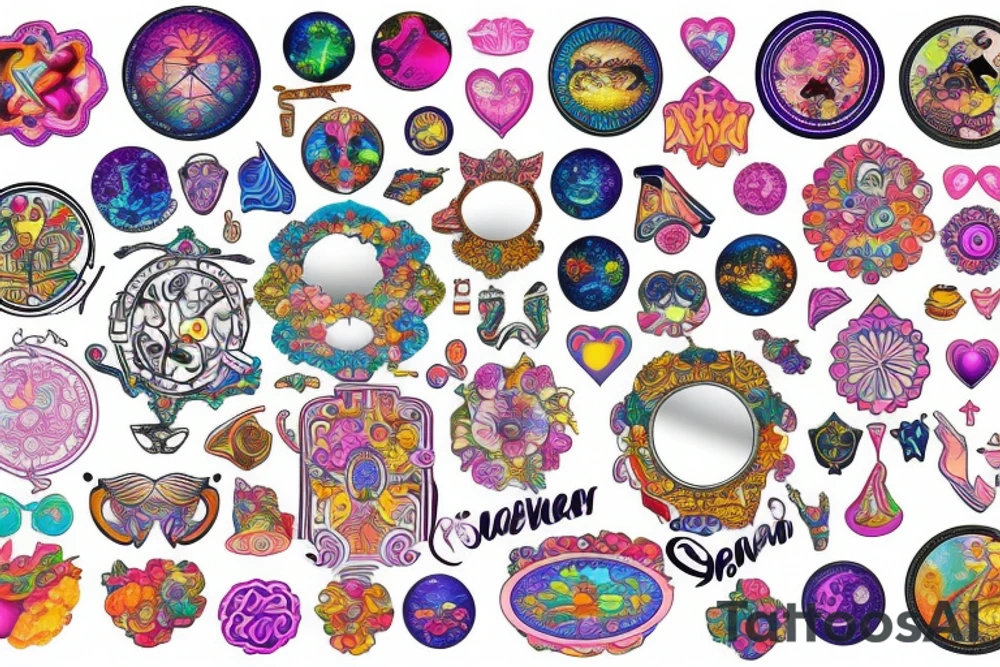 Circular ornate mirror tattoo idea
