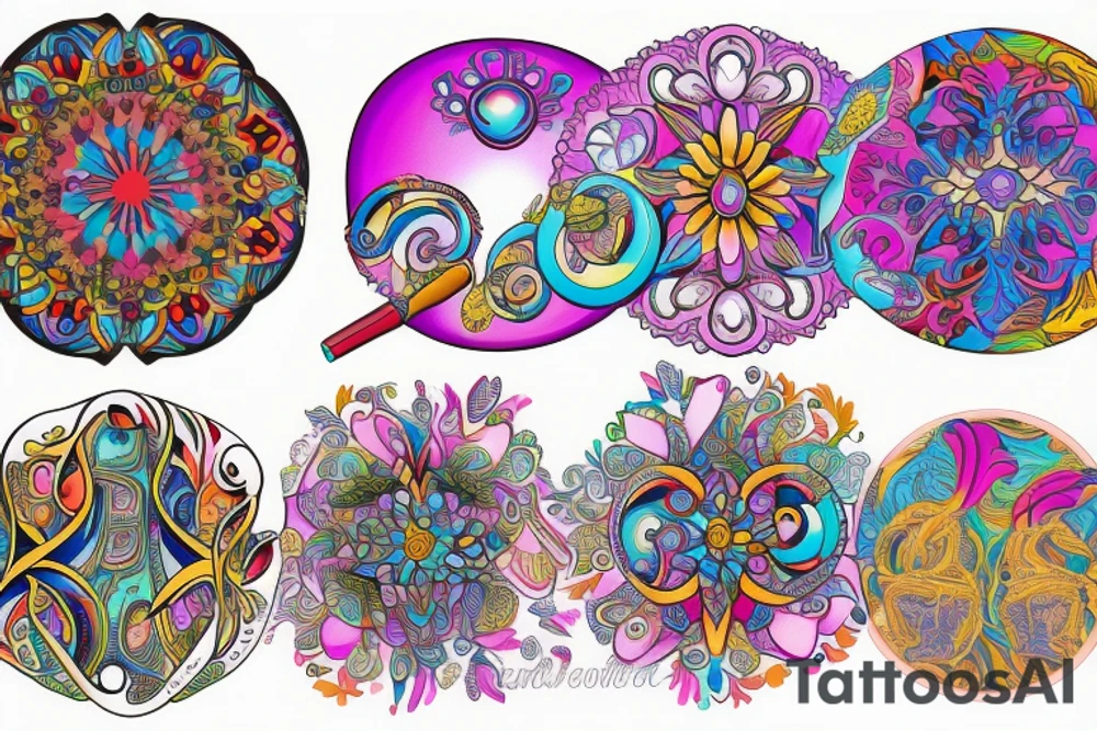 Circular ornate mirror tattoo idea